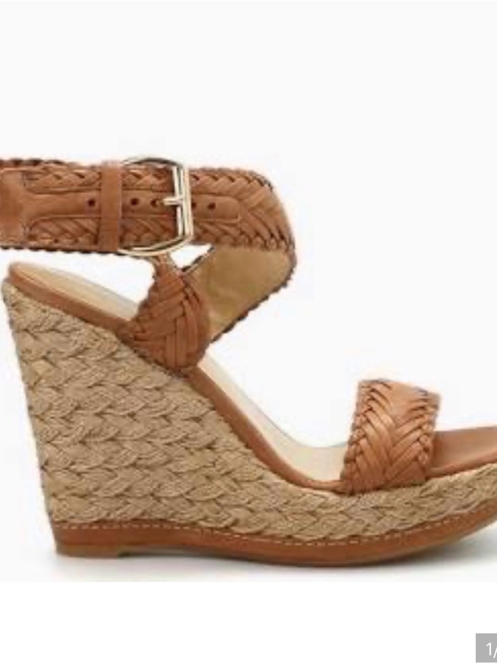 Stewart Weitzman Elixer tan braided wedges size 7.5